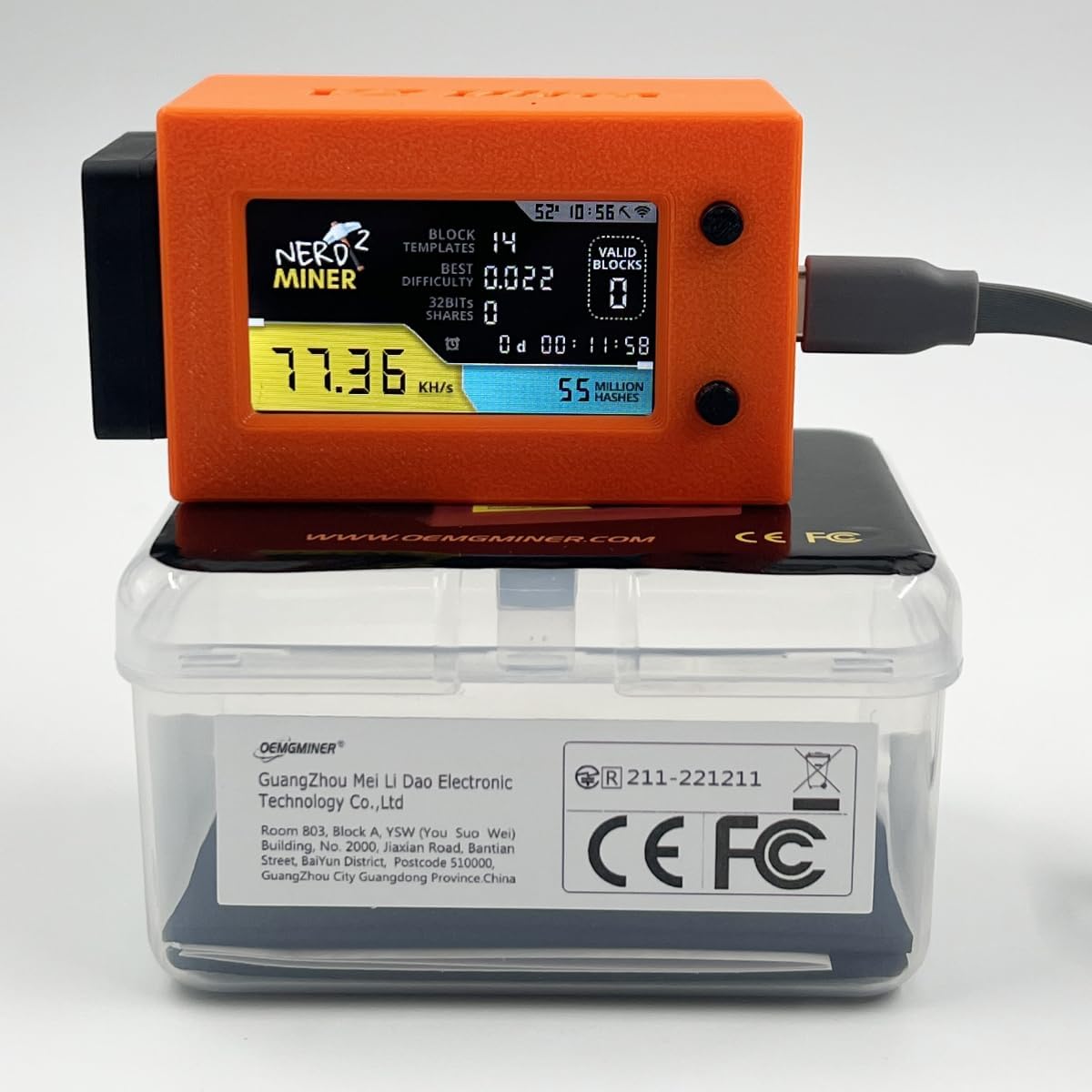 NerdMiner V2 Ultra 78KH/S T Display S3 Bitcoin Miner with Low Power Consumption Crypto Nerdminer with Fan Lucky Miner Win 6.25 BTC (Orange)