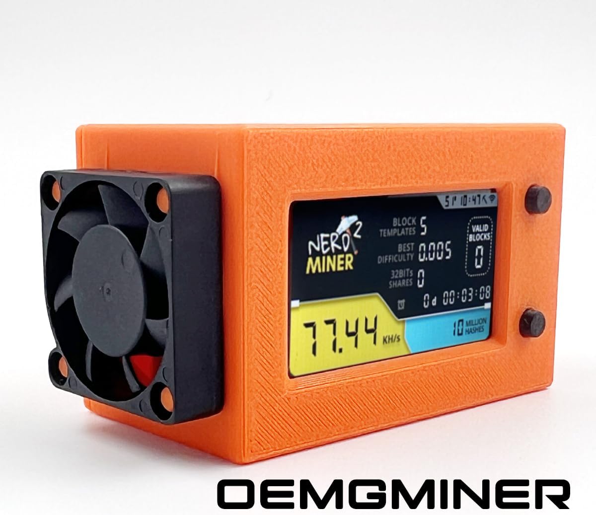 NerdMiner V2 Ultra 78KH/S T Display S3 Bitcoin Miner with Low Power Consumption Crypto Nerdminer with Fan Lucky Miner Win 6.25 BTC (Orange)