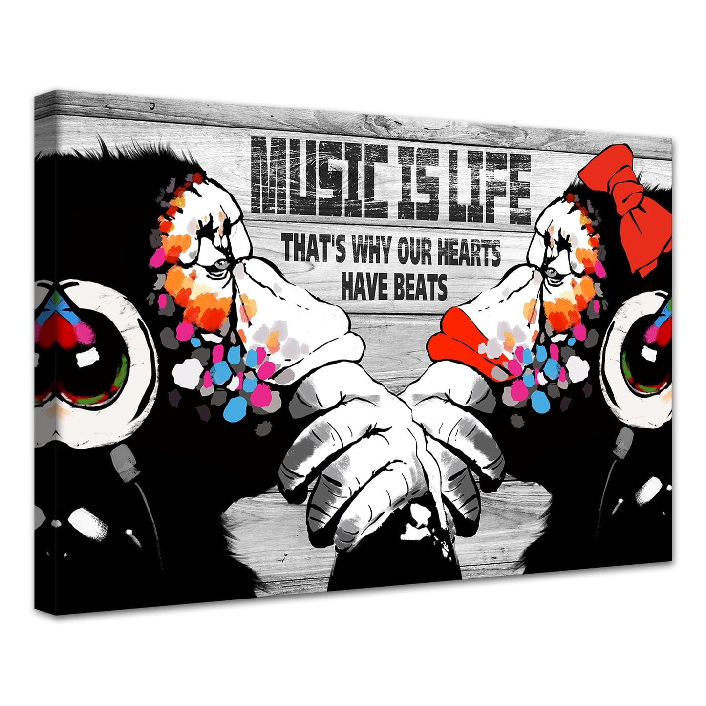 MAMAGO Modern Canvas Wall Art Graffiti Bitcoin and Angel Prints Painting Abstract Colorful Street Pop Art Poster Home Decor for Living Room Bedroom Office Wall Decor Framed Easy to Hang-28 x 44 inch