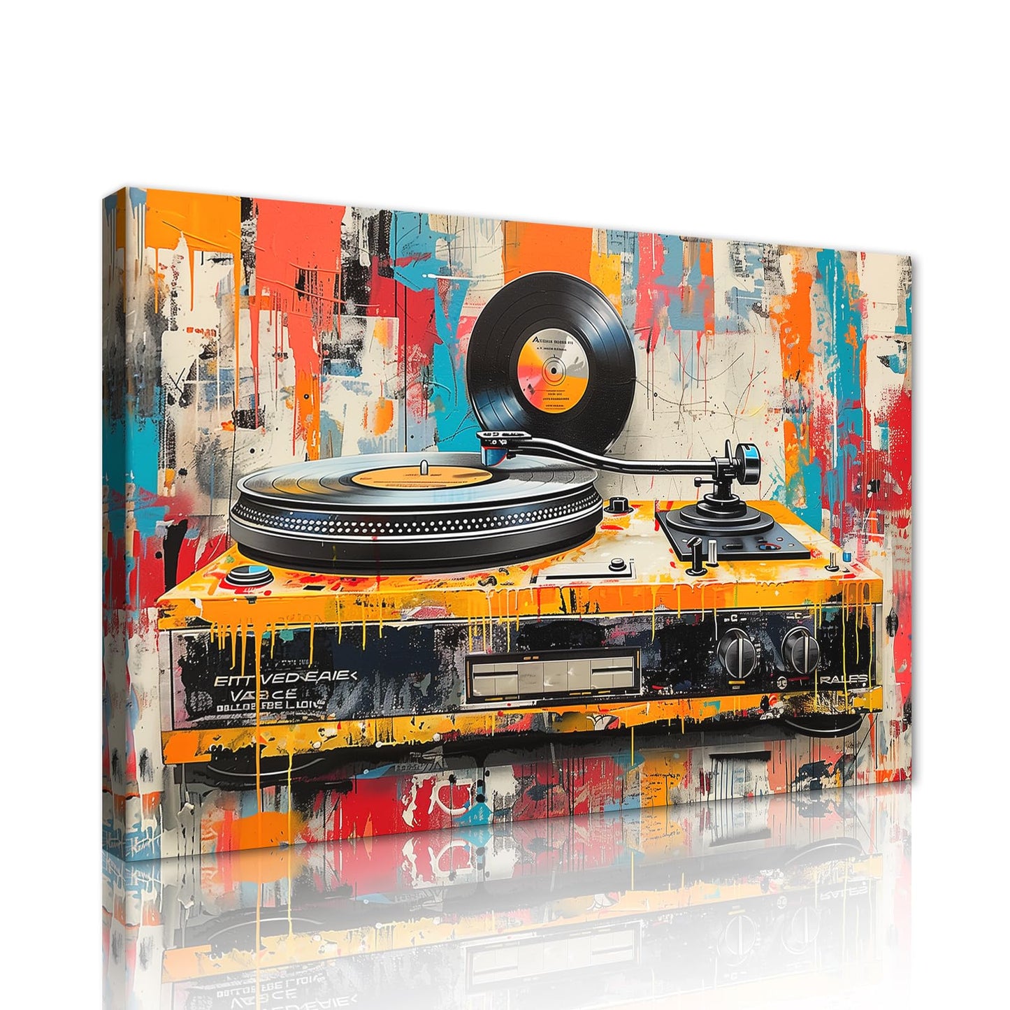 MAMAGO Modern Canvas Wall Art Graffiti Bitcoin and Angel Prints Painting Abstract Colorful Street Pop Art Poster Home Decor for Living Room Bedroom Office Wall Decor Framed Easy to Hang-28 x 44 inch
