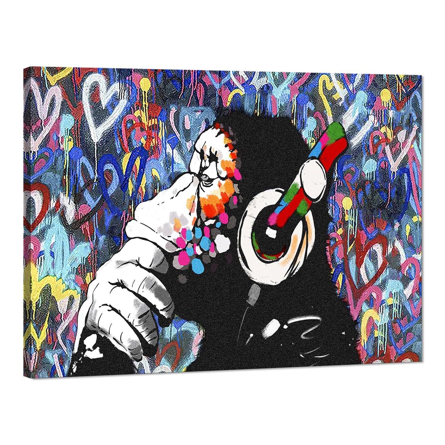 MAMAGO Modern Canvas Wall Art Graffiti Bitcoin and Angel Prints Painting Abstract Colorful Street Pop Art Poster Home Decor for Living Room Bedroom Office Wall Decor Framed Easy to Hang-28 x 44 inch