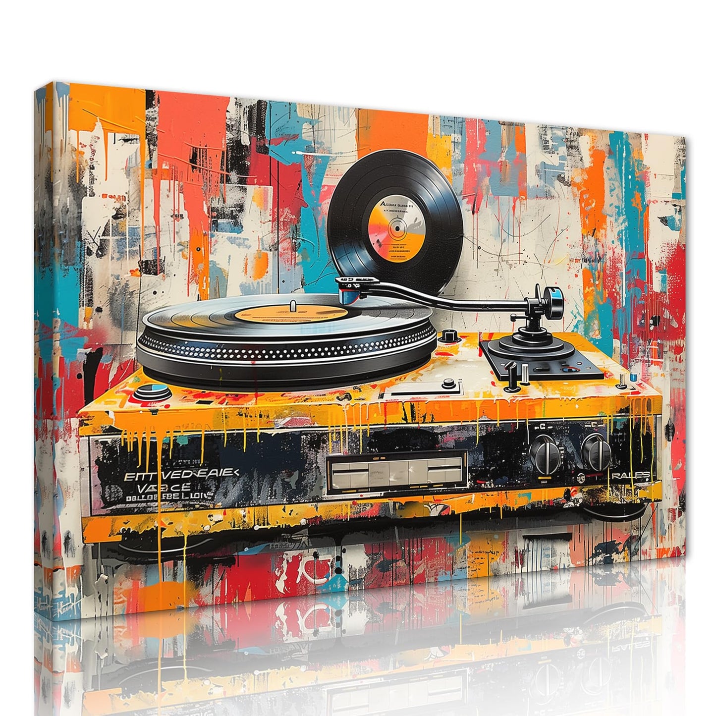 MAMAGO Modern Canvas Wall Art Graffiti Bitcoin and Angel Prints Painting Abstract Colorful Street Pop Art Poster Home Decor for Living Room Bedroom Office Wall Decor Framed Easy to Hang-28 x 44 inch