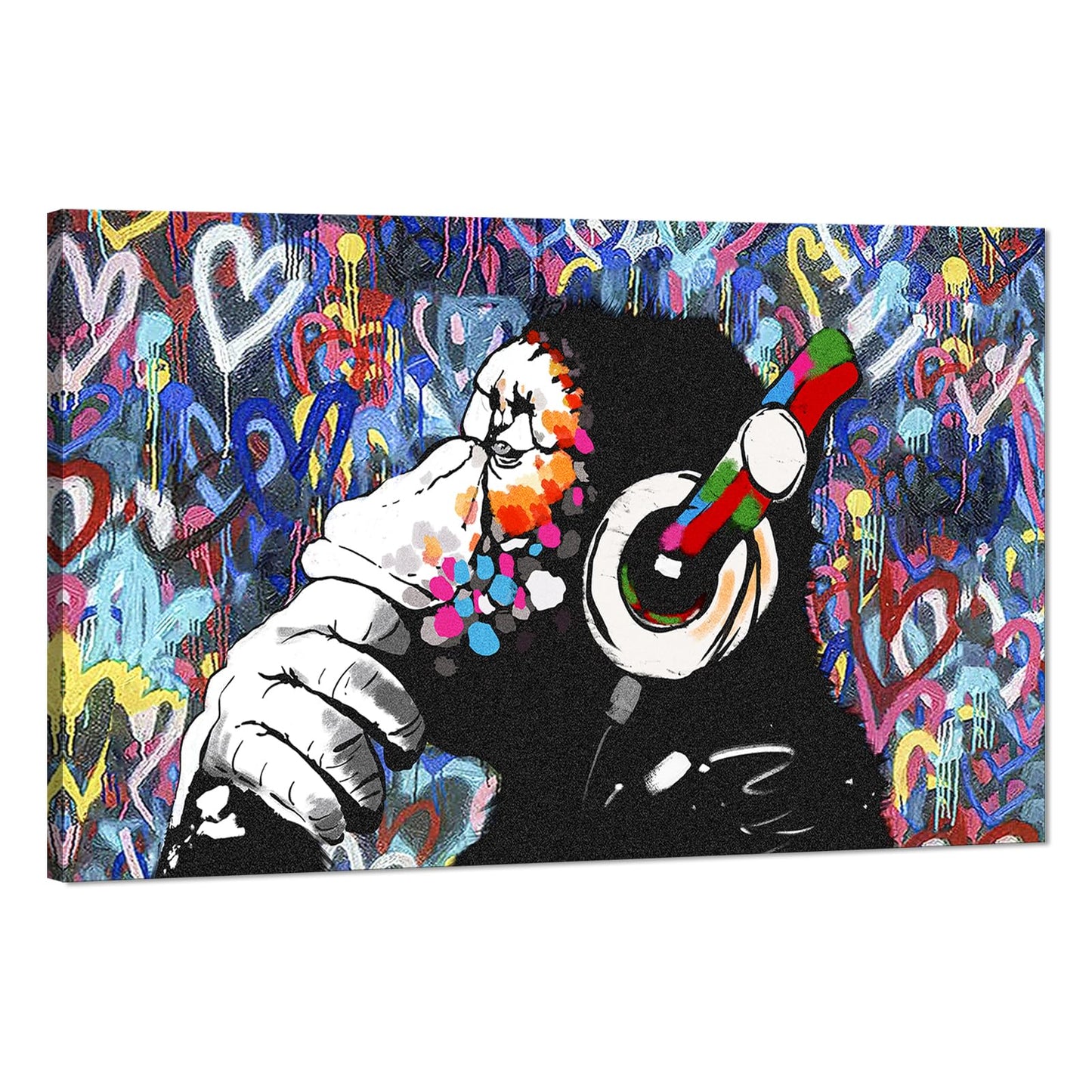 MAMAGO Modern Canvas Wall Art Graffiti Bitcoin and Angel Prints Painting Abstract Colorful Street Pop Art Poster Home Decor for Living Room Bedroom Office Wall Decor Framed Easy to Hang-28 x 44 inch