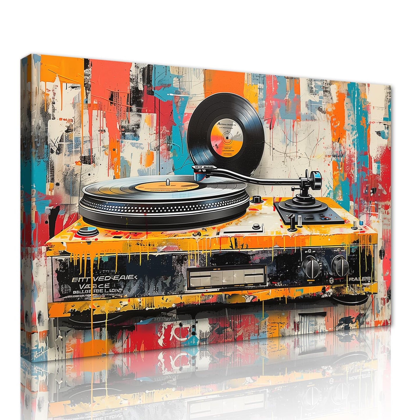 MAMAGO Modern Canvas Wall Art Graffiti Bitcoin and Angel Prints Painting Abstract Colorful Street Pop Art Poster Home Decor for Living Room Bedroom Office Wall Decor Framed Easy to Hang-28 x 44 inch