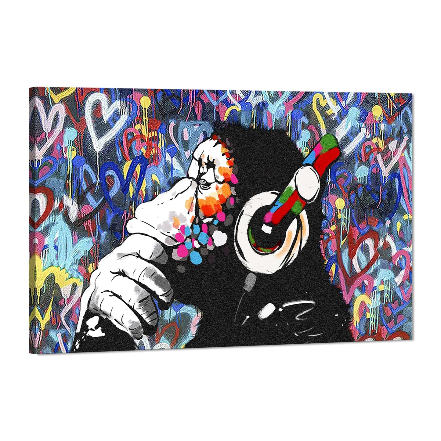 MAMAGO Modern Canvas Wall Art Graffiti Bitcoin and Angel Prints Painting Abstract Colorful Street Pop Art Poster Home Decor for Living Room Bedroom Office Wall Decor Framed Easy to Hang-28 x 44 inch