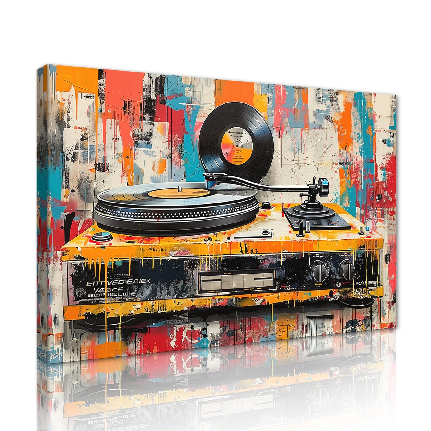 MAMAGO Modern Canvas Wall Art Graffiti Bitcoin and Angel Prints Painting Abstract Colorful Street Pop Art Poster Home Decor for Living Room Bedroom Office Wall Decor Framed Easy to Hang-28 x 44 inch