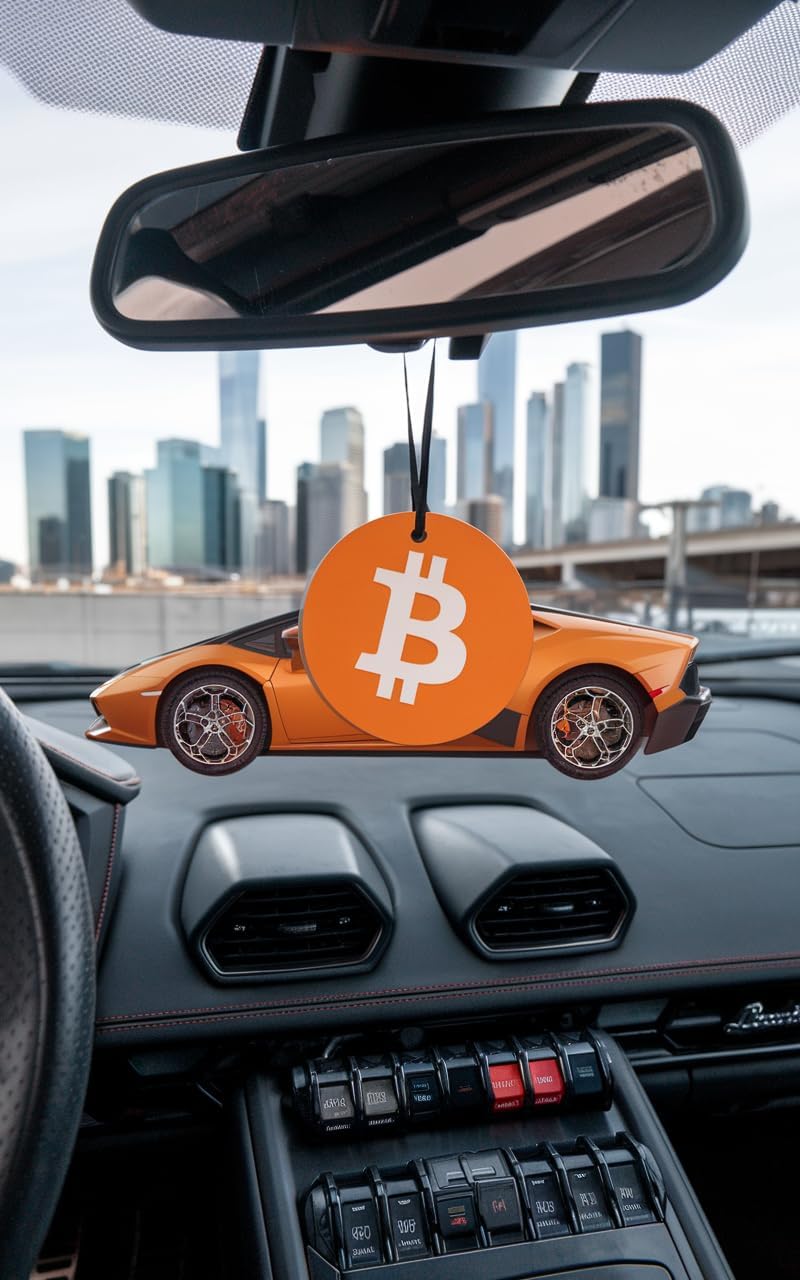 Bitcoin Car Air Fresheners Ride in Style with Bitcoin Millionaire: Lambo-Approved Air Fresheners - Chocolate, Cotton Candy, and New Car Fragrances in One Exquisite 3-Pack!