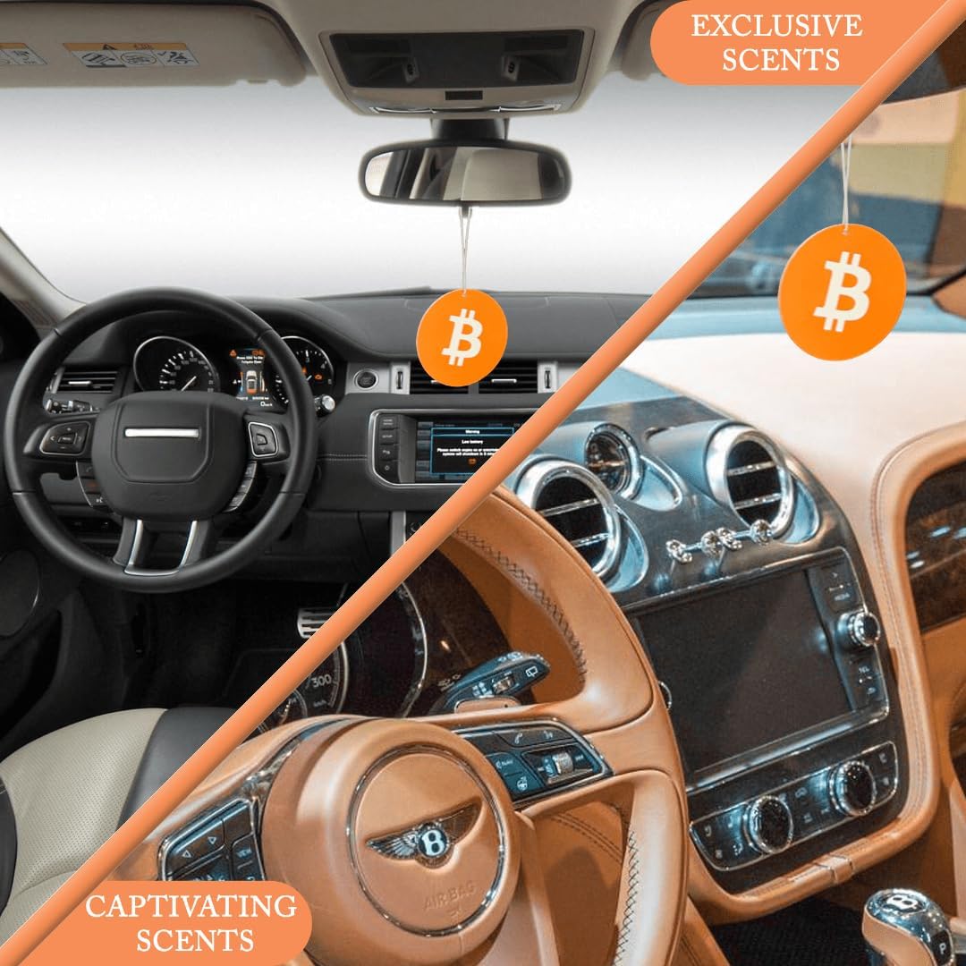 Bitcoin Car Air Fresheners Ride in Style with Bitcoin Millionaire: Lambo-Approved Air Fresheners - Chocolate, Cotton Candy, and New Car Fragrances in One Exquisite 3-Pack!