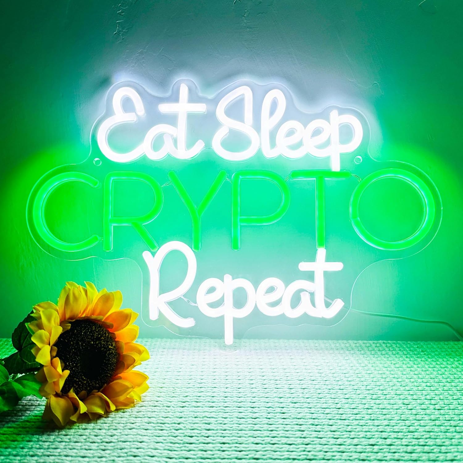 Eat Sleep Crypto Repeat Neon Sign Game Neon Wall Decor Glow Sign Light for Boy Game Room Decor Neon Signs Decoration for Man Cave Bedroom Party Background Holiday Brithday Gift